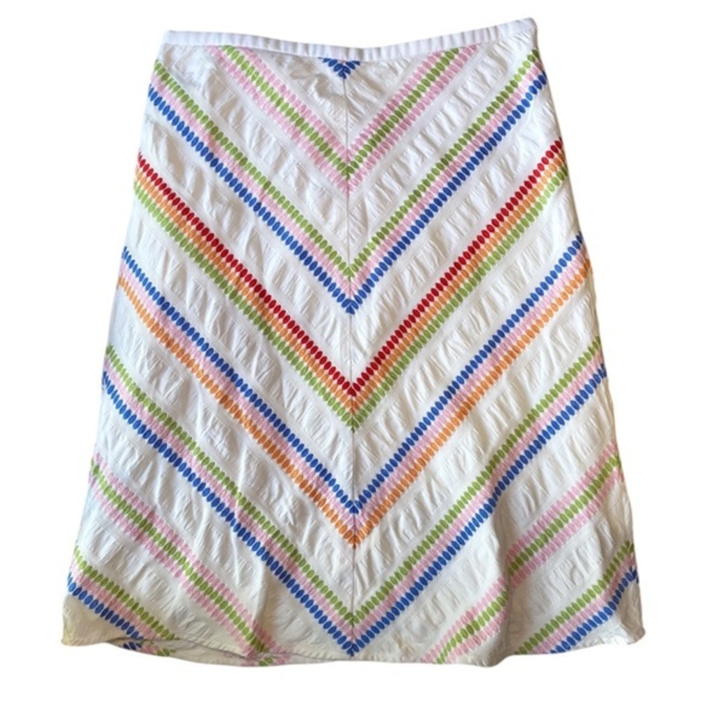 Talbots Petite Rainbow Chevron Embroidered A-Line Skirt | Eclectic Boho Retro